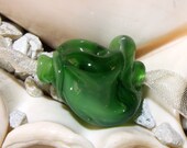Recycled Glass Handmade Lampwork Focal Bead  green FREE FORM