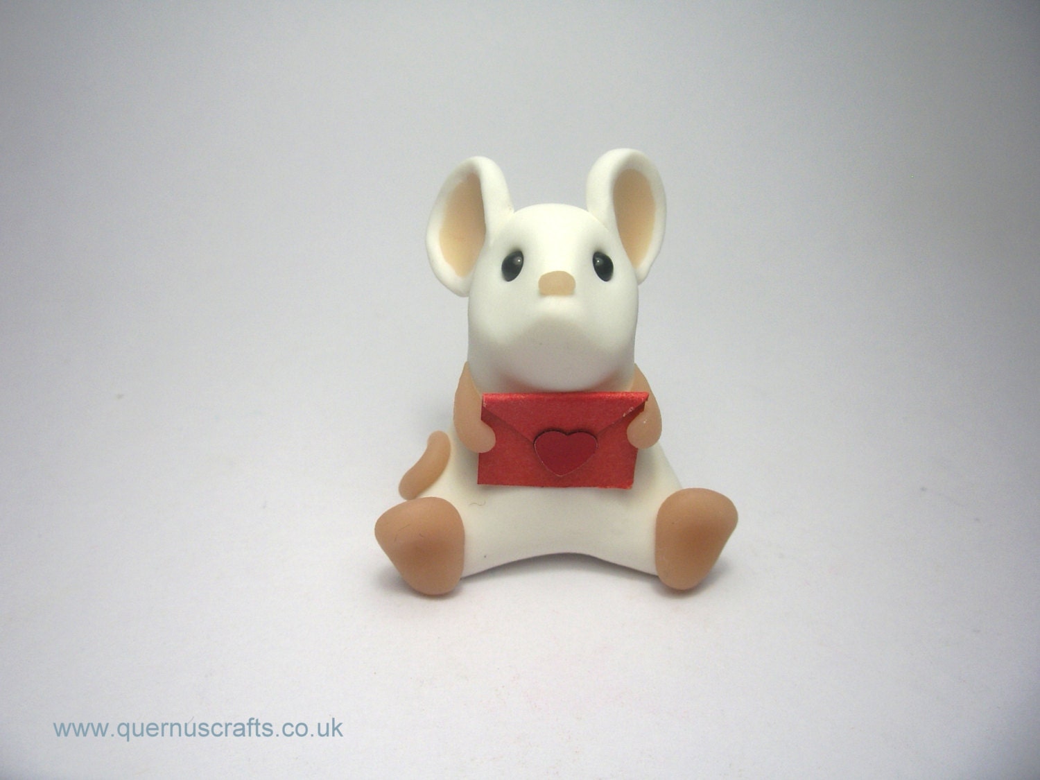 Little Mouse with Valentine's Card Ornament Sculpture