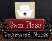 Nurse Custom Personalized primitive wood blocks