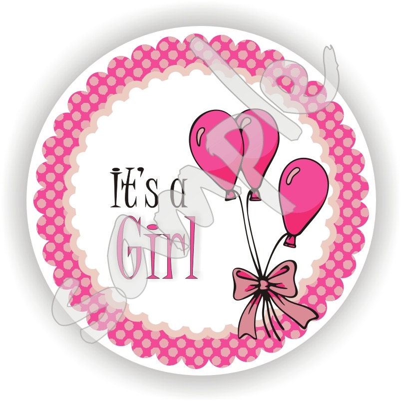 It's a Girl Theme - 40 Thank You 2 inch circle Stickers - Birthday - Baby Shower - Envelope Seal - Address Label - Personalized Il_170x135