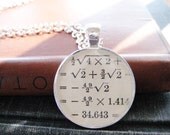 Vintage Algebraic Multiplication Textbook Homework Problems Silver Pendant