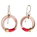 Drop Wrap earrings - Red silk leather and brass