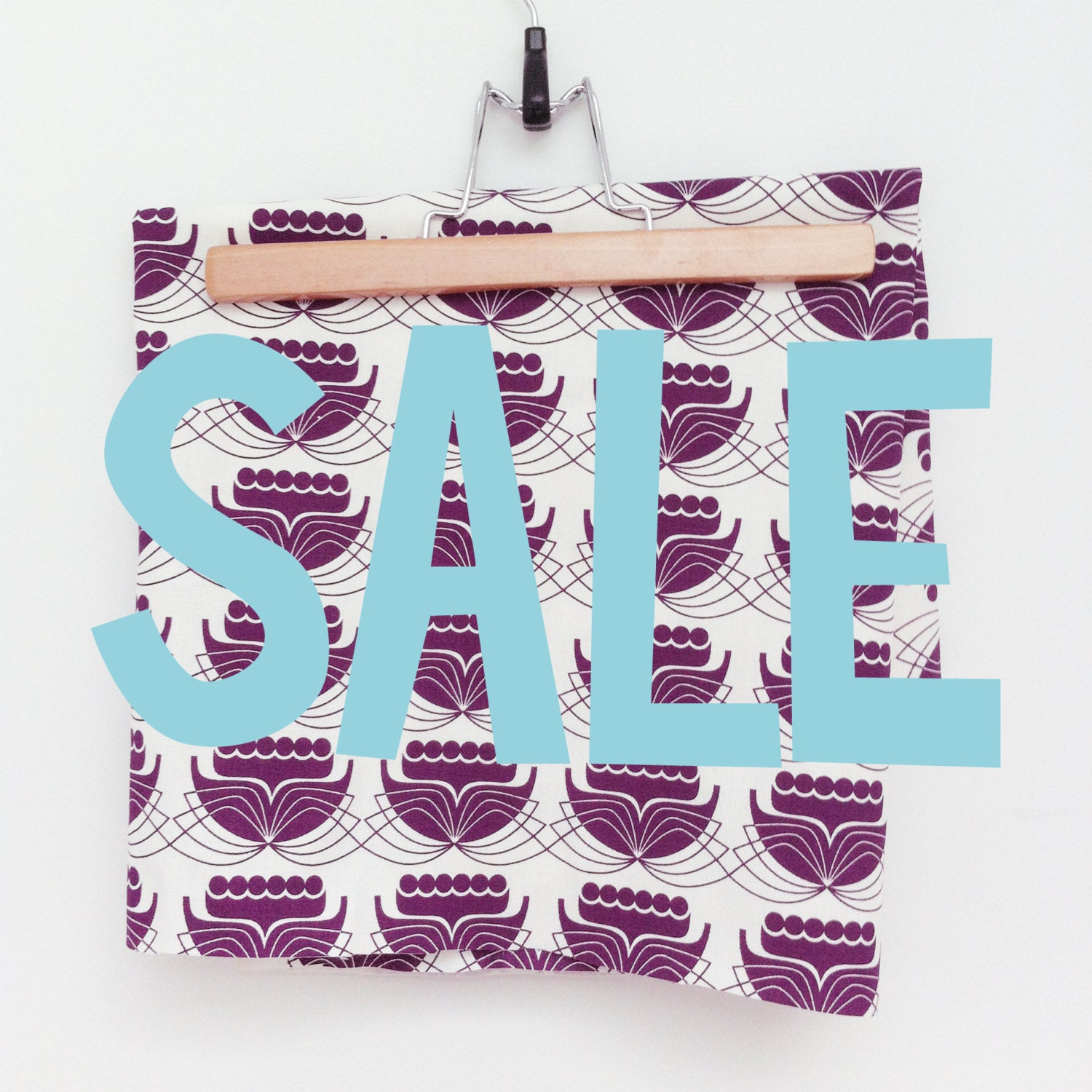 SALE - Plum or Blue - hand screen printed fabric