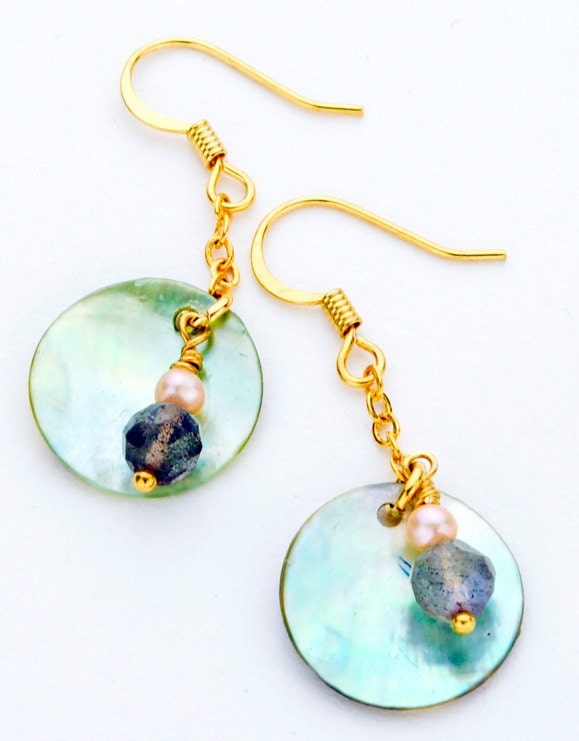 Gold-tone mother of pearl earrings