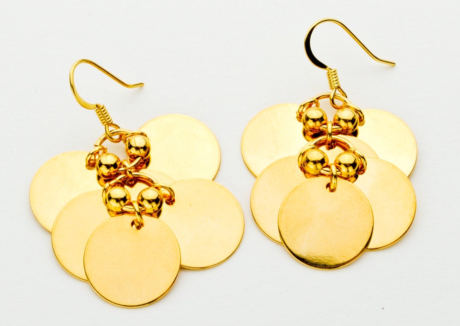 Golden Sunshine Coin Earrings