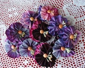 Hand made bridal flowers, french ribbon pansy, quilt embellishment, weddings, hair