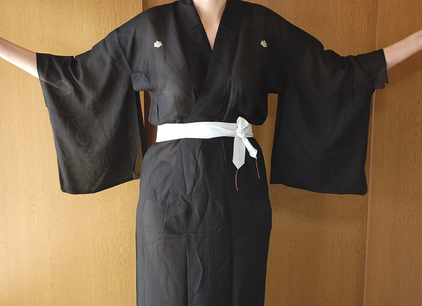 Transparent Black Kimono Robe From Japan