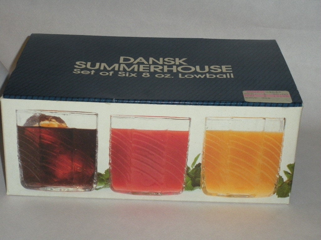 Vintage Dansk Summerhouse 6 Lowball Glasses in Box