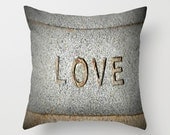 Photography Art Pillow Cover 18 x 18 Stone Love