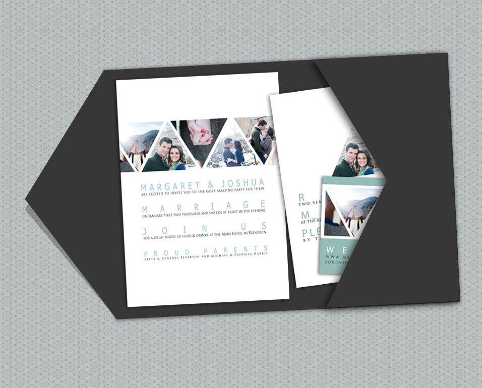 Triangle Photos, a printable wedding invitation suite