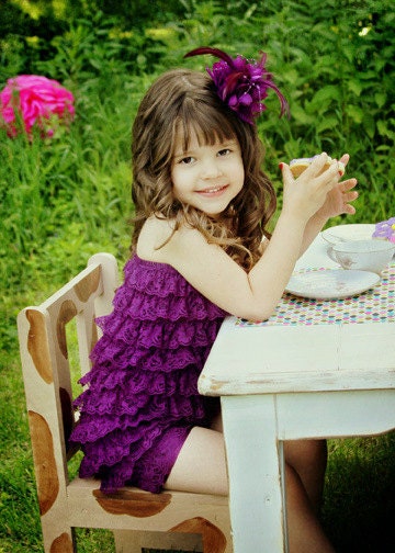 Chicaboo Plum Purple Lace Petti Romper size toddler  2-4 years
