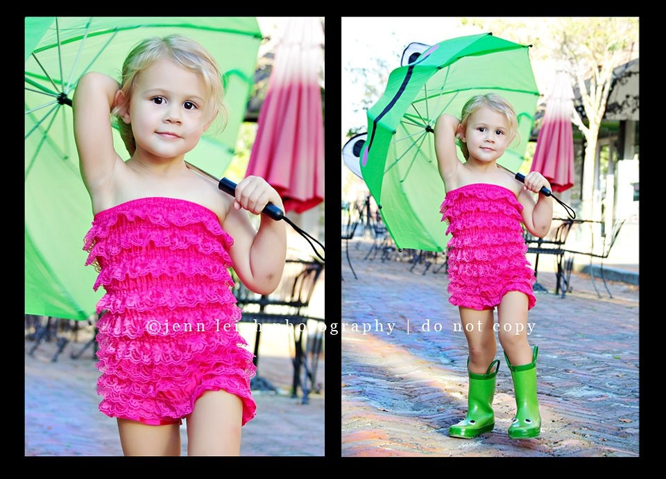Chicaboo Hot Pink Lace Petti Romper size toddler  2-4 years