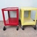 Vintage Industrial Cart End Table Side Table Rolling Metal with Casters Red