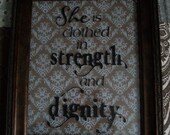 Bible verse inspirational She is clothed Proverbs phrase sign plaque home decor vinyl lettering frame