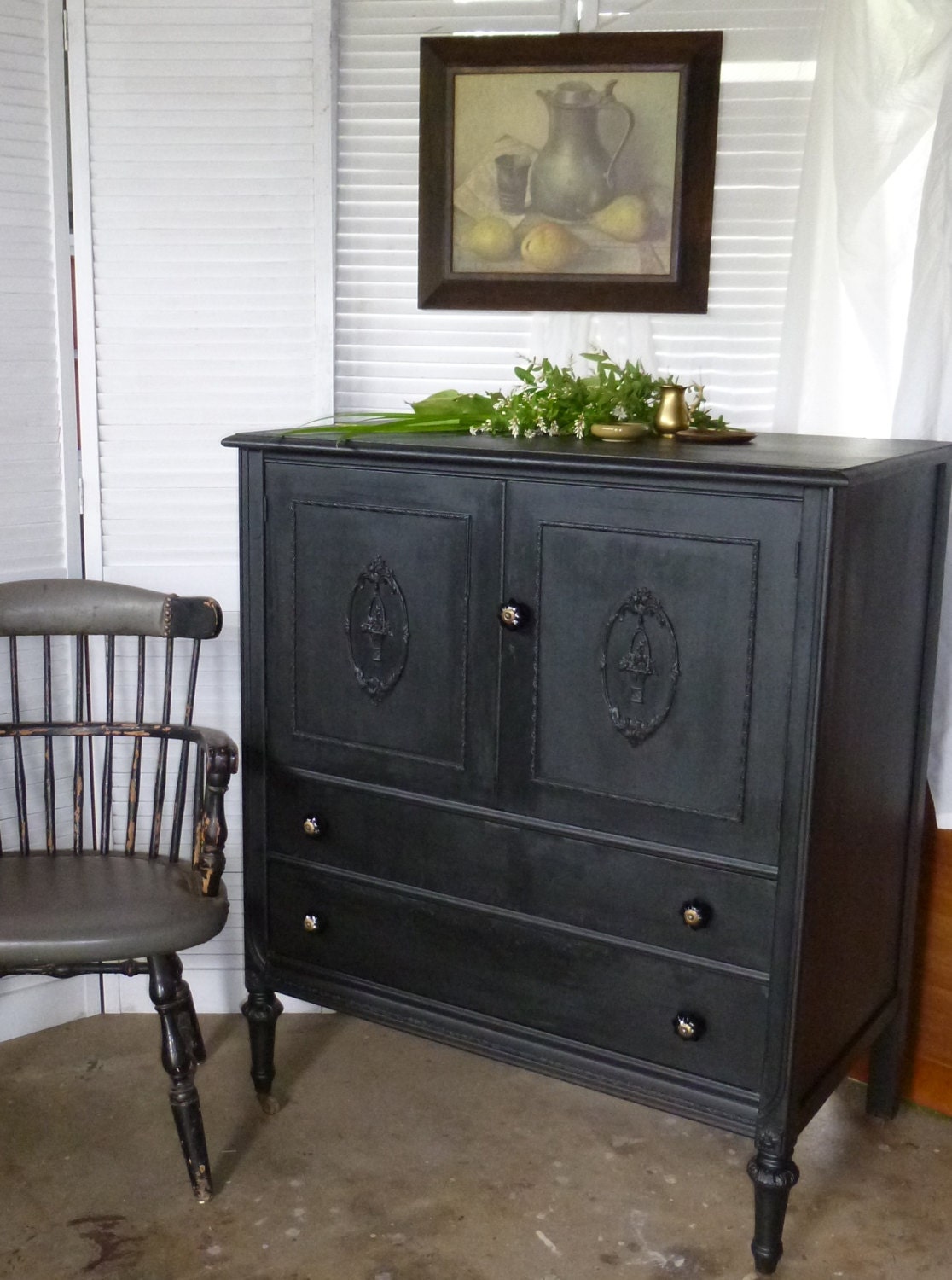 Old West Wardrobe Dresser Vintage Poppy Cottage Primitive
