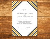 Art Deco Wedding Invitations Gold Glitter, Sparkle, Stripe - Available as PDF Printable
