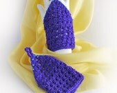 Purple Grape Wrist Warmers or Wristlets with a Finger Loop - Beaded - Acrylic