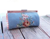 Vintage Embroidery Pouch Clutch Petit Point Embroidery