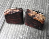 Handmade Wood Cufflinks - Rustic Wooden Cuff Links with Natural Edge for Groom, Father, or 5-Year Anniversary Gift - 15/16 x 7/8 inch