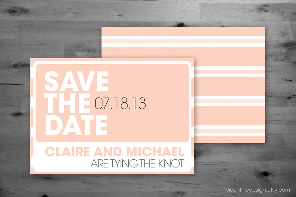 Save the Date - Modern, Minimalist, Bold and Bright Coral Stripes - Text Only - Wedding Patterns