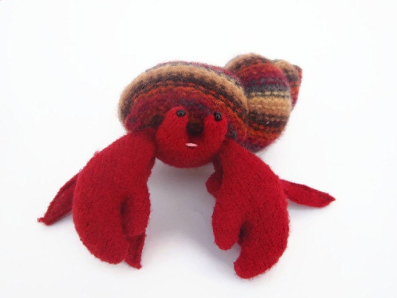 Hermit crab, waldorf toy, all natural toy, ecofriendly toy, sea creature, small stuffed animal,