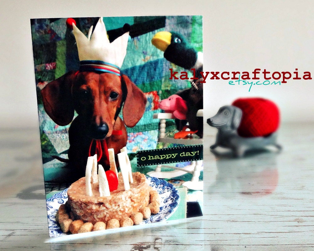 Birthday Cake Dachshund Birthday Card