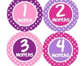 Baby Month Stickers Baby Girl Monthly Onesie Stickers Hot Pink Purple Stickers Onesie Month Stickers Baby Shower Gift Photo Prop Trina-T Il_170x135