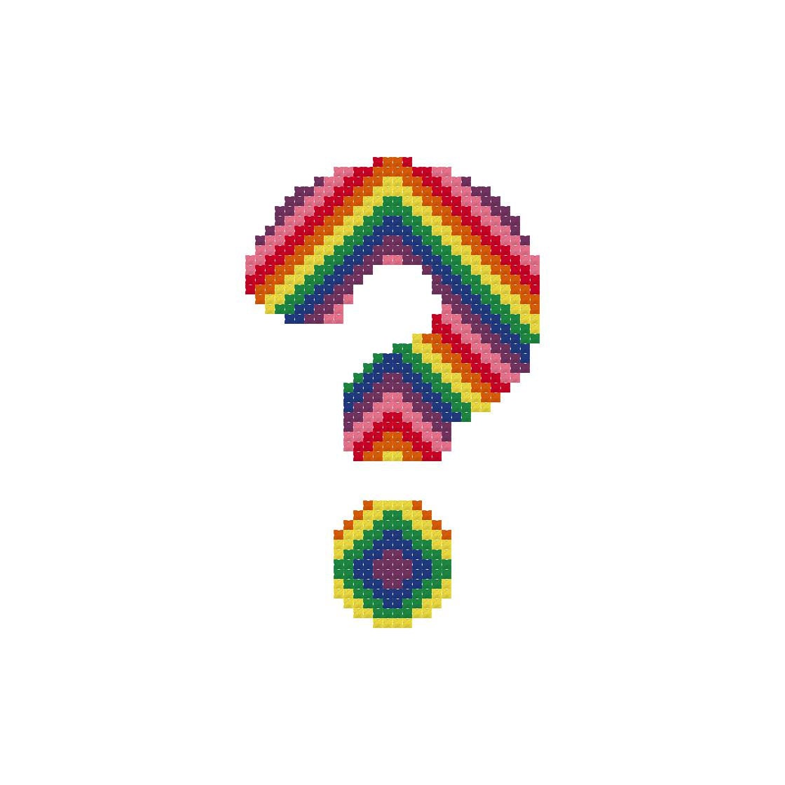 Rainbow Question Mark Easy Cross Stitch Pattern PDF by IngaStitch
