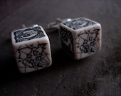 map dice wind rose D6 dice cufflinks travel black and white bw geekery geek geeky crafts gamer nerd pirate treasure hunt