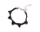 black braided bracelet black studs stud bracelet  macrame bracelet friendship bracelet braided jewelry shamballa bracelet