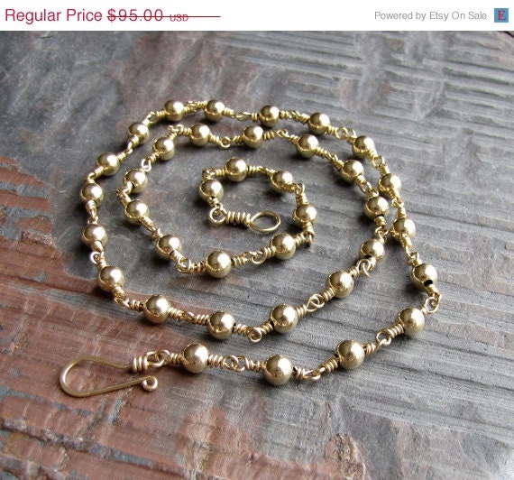 SALE Gold Filled Beaded Chain Necklace
