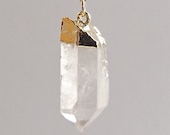 Gold Dipped and Gold Fill Quartz Point Necklace