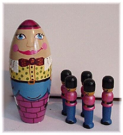 Nesting Dolls for Kids HUMPTY DUMPTY and Soldiers 6pcs Wooden Toys with Book