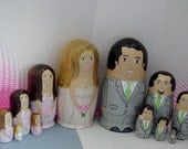 Custom Wedding Cake Toppers with Bride Groom Hand Painted on Wooden Dolls