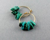Turquoise Hoop Earrings Turquoise Earrings Gold Hoop Earrings Southwest Jewelry Boho Earrings - Santa Fe