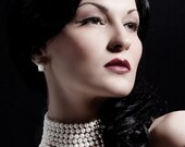 8 strands choker with genuine freshwater pearls and swarovski