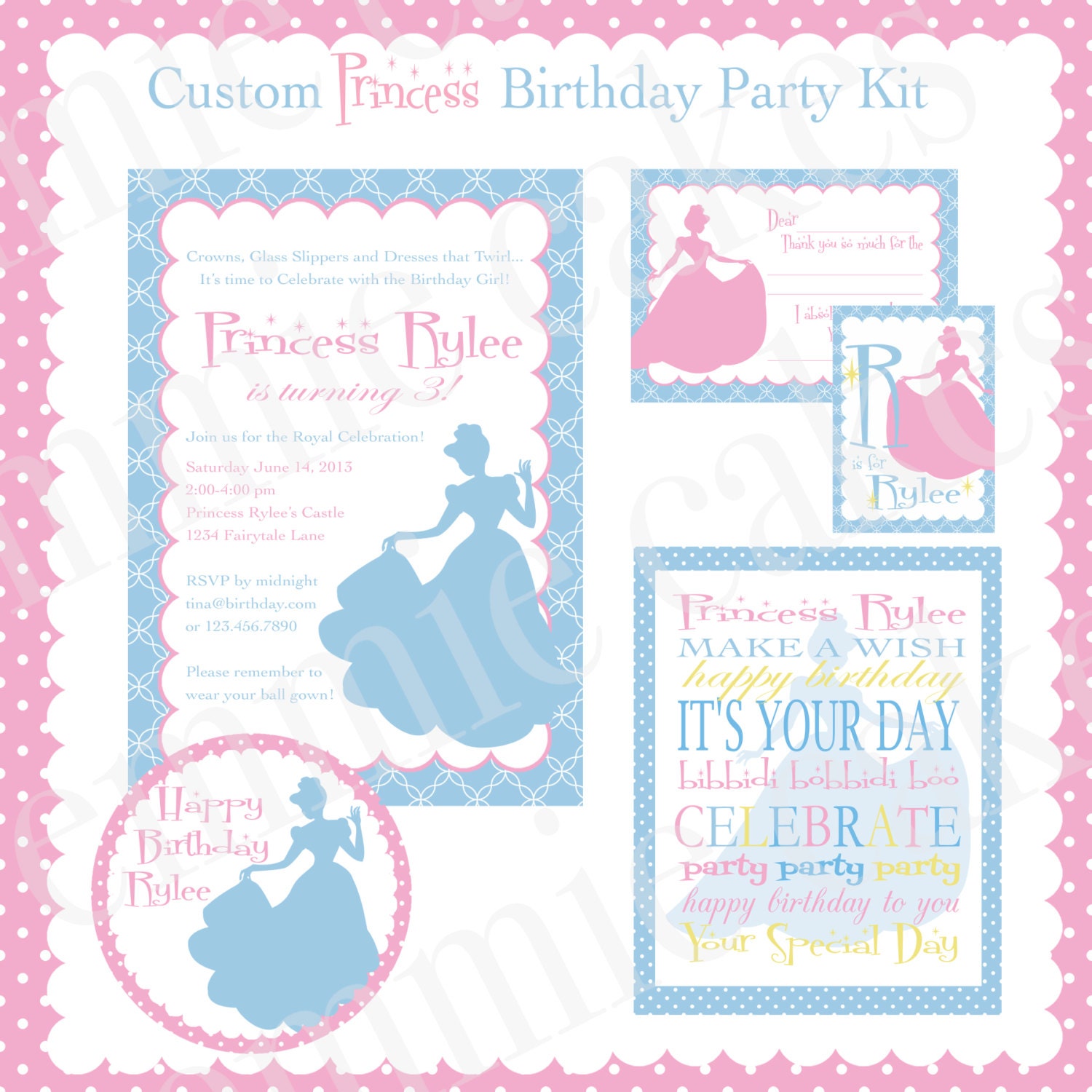 Custom Princess Birthday Party Printable Kit Il_570xn