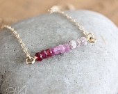 Memorial Day SALE Pink Sapphire Ombre Necklace - Ombre Trend Jewelry - 14K Gold Fill, Colours of Blossoms