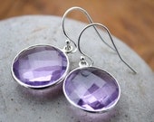 SALE 15 OFF Silver Lavender Quartz Gemstone Earrings - Light Purple Earrings - 925 Silver