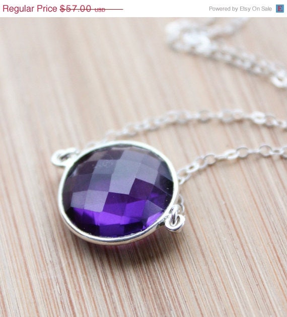 CLEARANCE SALE Silver Purple Amethyst Quartz Necklace - February Birthstone Necklace