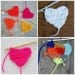 set of 6 postcards crochet heart with waved edges