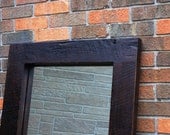Framed Floor Mirror, Reclaimed Wood, Chunky Frame, Java Finish, 26 x 70 - Handmade
