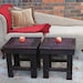 Side Table / Bunching Table with Mosaic Tile Centerpiece, "Organic Red", Reclaimed Wood, Dark Brown Finish - Handmade