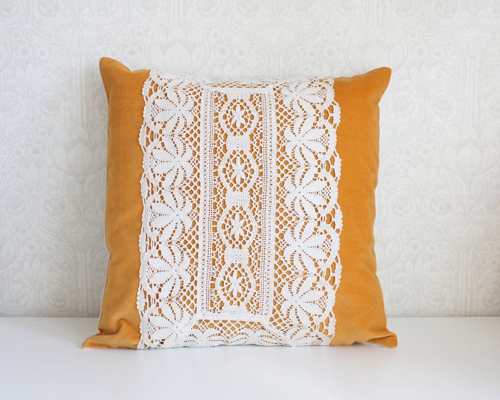 pillow cover 40cm x 40cm -summer garden collection no.28, yellow suede