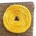 Chocolate Brown Clutch Handbag / Lemon Yellow Satin Flower