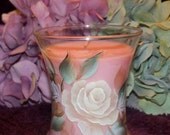 Hand Painted Rose Candle Jar with Pomegranate Fragrance