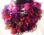Crocheted Ruffled Scarf Women's Scarf Girls Scarf Fish Net Scarf Crochet Scarf long Scarfs Frilly Scarfs Multi Colors