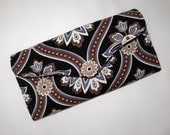 Clutch Tri-fold Wallet Checkbook Zipper Pocket Black Brown Gray White Floral