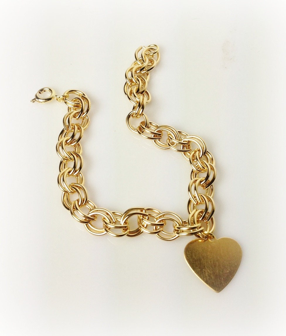 Kate Middleton Gold Heart Charm Link Bracelet