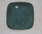 Textured, turquoise, square, ceramic plate
